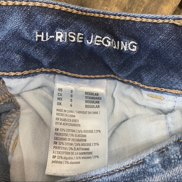 American Eagle Distressed Hi Rise Jeggings Sz 0 - Picture 4 of 10